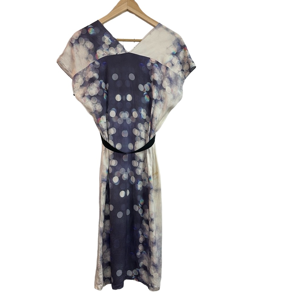 Creatures of Comfort‎ Women Small Vneck Dress MultiColor Abstract Print Silk